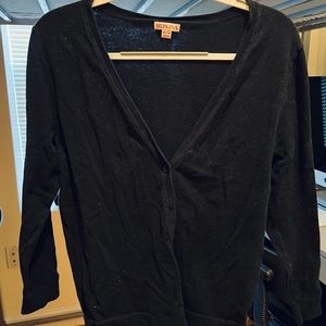 3/4 Sleeve Black Cardigan
